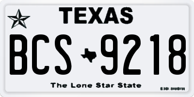 TX license plate BCS9218