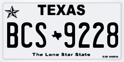 TX license plate BCS9228