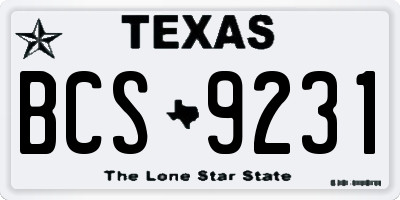 TX license plate BCS9231