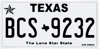 TX license plate BCS9232