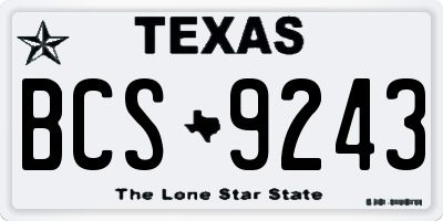 TX license plate BCS9243