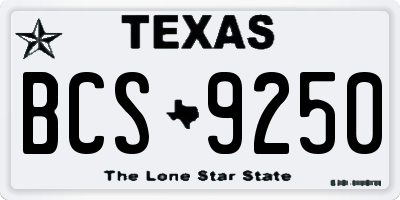 TX license plate BCS9250