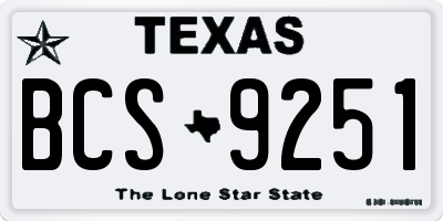 TX license plate BCS9251