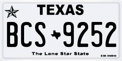 TX license plate BCS9252