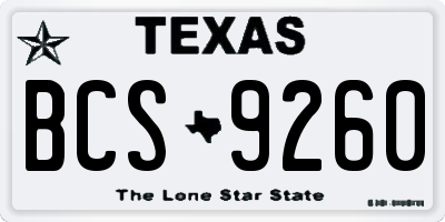 TX license plate BCS9260