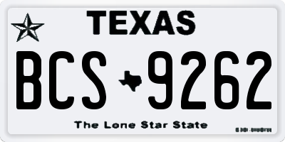 TX license plate BCS9262