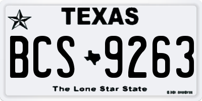 TX license plate BCS9263