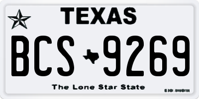 TX license plate BCS9269