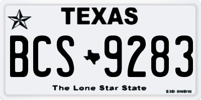 TX license plate BCS9283