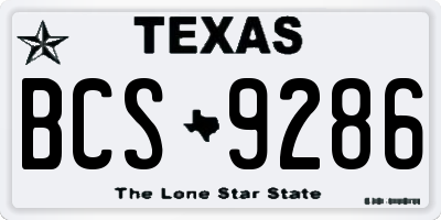 TX license plate BCS9286