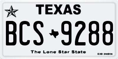 TX license plate BCS9288