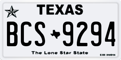 TX license plate BCS9294