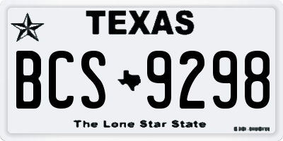TX license plate BCS9298