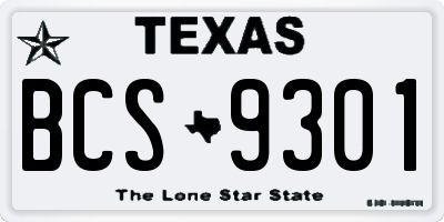 TX license plate BCS9301