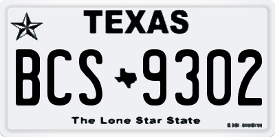 TX license plate BCS9302
