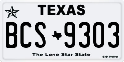 TX license plate BCS9303