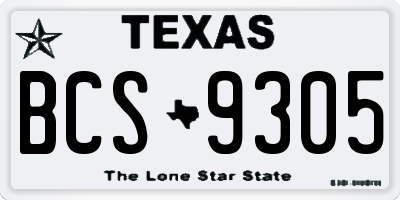 TX license plate BCS9305