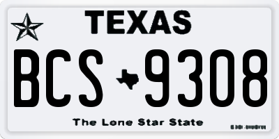 TX license plate BCS9308