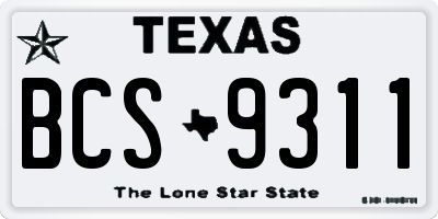 TX license plate BCS9311