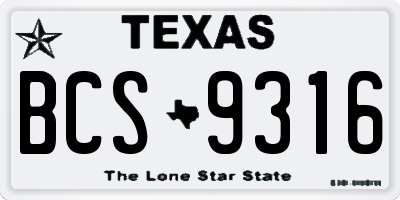 TX license plate BCS9316