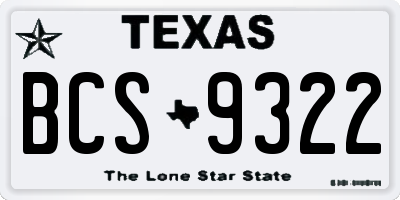 TX license plate BCS9322