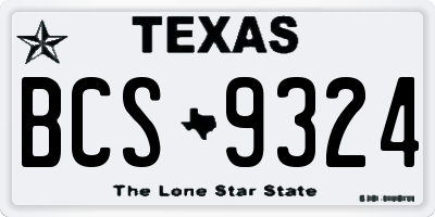 TX license plate BCS9324