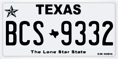TX license plate BCS9332