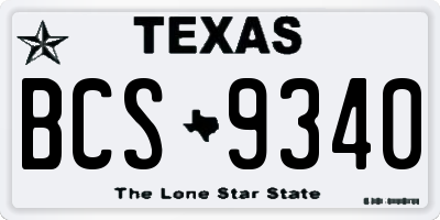 TX license plate BCS9340