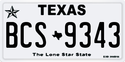 TX license plate BCS9343