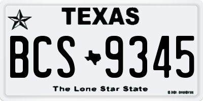 TX license plate BCS9345