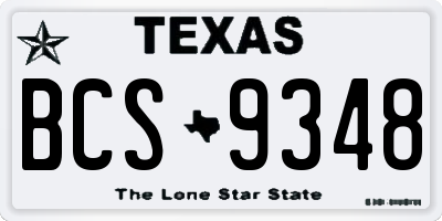 TX license plate BCS9348