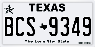 TX license plate BCS9349