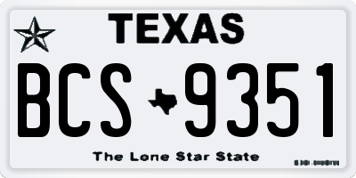 TX license plate BCS9351