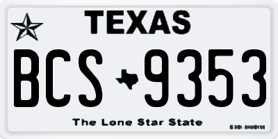TX license plate BCS9353