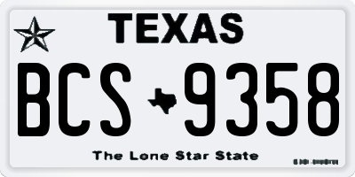 TX license plate BCS9358