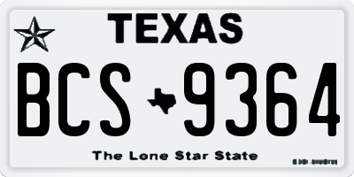 TX license plate BCS9364