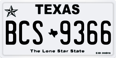 TX license plate BCS9366