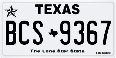 TX license plate BCS9367