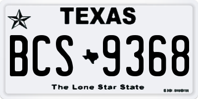 TX license plate BCS9368
