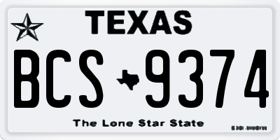 TX license plate BCS9374