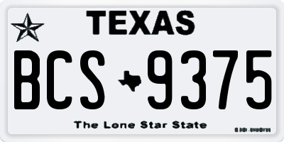 TX license plate BCS9375