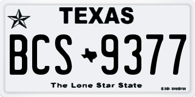 TX license plate BCS9377