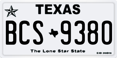 TX license plate BCS9380