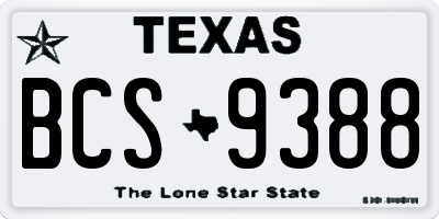 TX license plate BCS9388