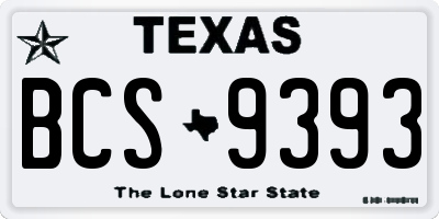 TX license plate BCS9393