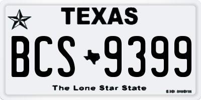 TX license plate BCS9399