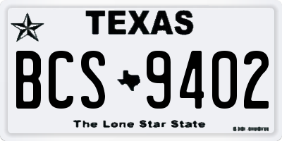 TX license plate BCS9402