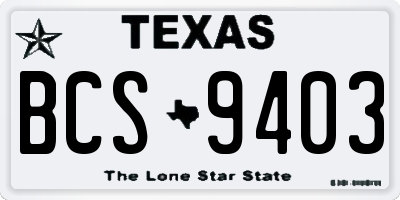 TX license plate BCS9403