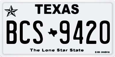 TX license plate BCS9420