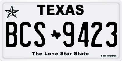TX license plate BCS9423